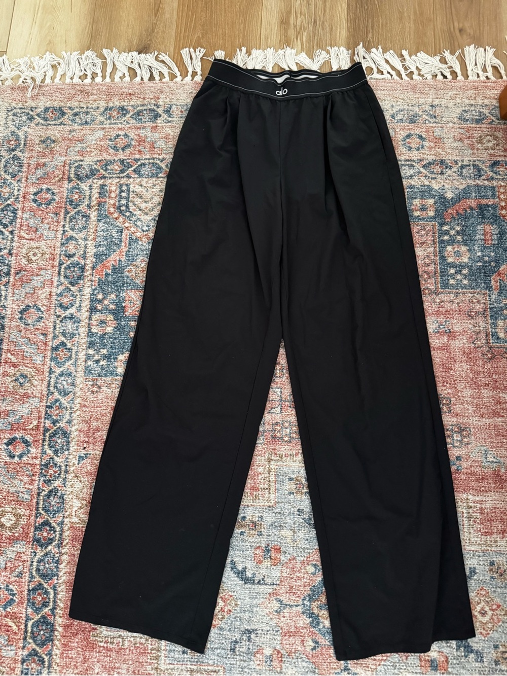 ALO Yoga Black Wide-Leg Track Pants